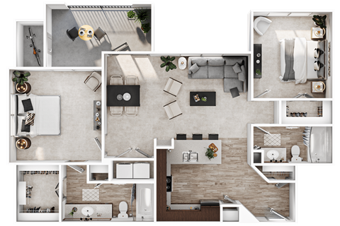 a 3d rendering of a floor plan of a house